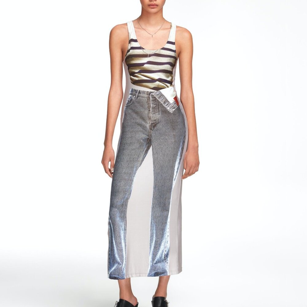 Y/project Jean Paul Gaultier Edition TROMPE L'OEIL MARINIER MAXI DRESS - WHITE - Picture 13 of 13
